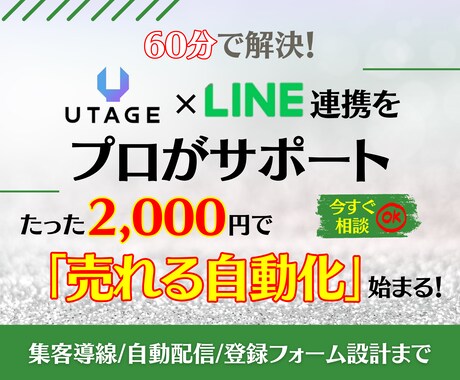 UTAGE連携×LINE導線を60分で構築します 2,000円！LINE連携の悩みを60分で解消！ イメージ1