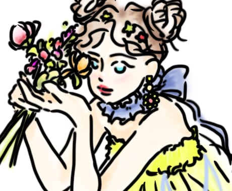 ふんわり線画の似顔絵風イラスト描きます ◎カラーOK◎SNSアイコンやプレゼントにオススメ イメージ1