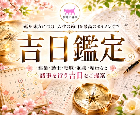 今、行動や決断するのはベスト？吉日鑑定いたします ◆建築・動土・転職・起業・結婚など、諸事を行う吉日をご提案 イメージ1