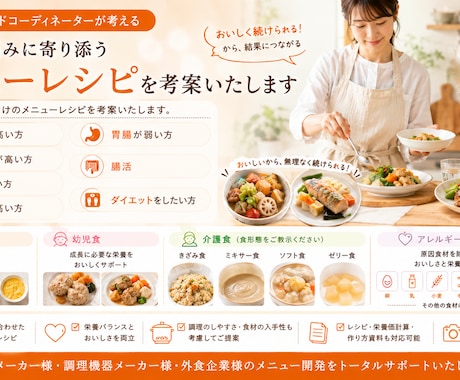 管理栄養士がレシピ考案、レシピ記事執筆します ご要望に合ったメニューを考案します！ イメージ1