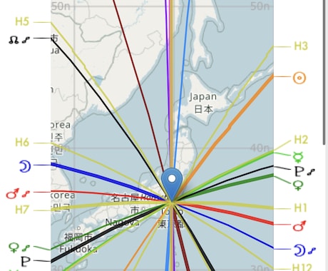 ④ アストロ風水マップ　オーダーメイド吉方位　地図ご近所周辺から日本国内版