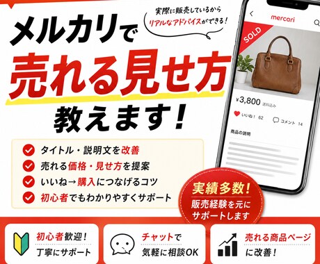 メルカリで売れる見せ方教えます 実際の販売経験を元に改善提案します イメージ1