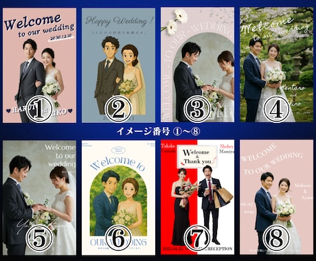 結婚式・記念日の特別なウェルカムボード作成します 選べるテンプレ16種＆写真からジブリ風イラスト化もOK！ イメージ2