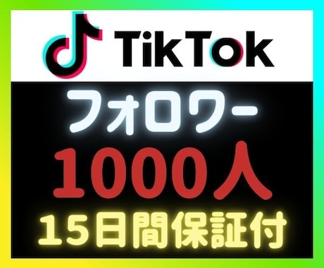 TikTokフォロワー1000人増やします ⭐納品後15日以内に減少が見られた場合1度限り補填可能 イメージ1