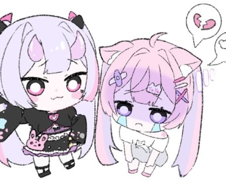 最短即日納品！可愛いちびきゃらを描きます ガサガサ線画でゆるっとかわいく！商用利用OK！ イメージ2