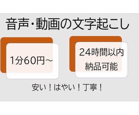 文字起こし　格安で24時間以内に納品します お急ぎで文字起こしが必要な方、安く済ませたい方にお勧めです イメージ1