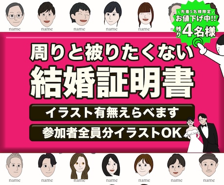 周りと被りたくない！似顔絵付き結婚証明書を作ります 「ふたりらしさ」がしっかり伝わる“結婚証明書” イメージ1