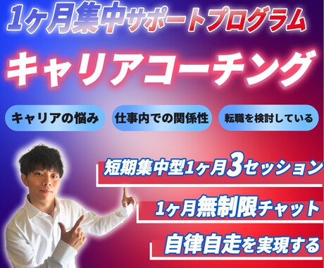 1ヶ月集中キャリアコーチングを提供します セッション３回×無制限チャット/1ヶ月集中キャリアプログラム イメージ1