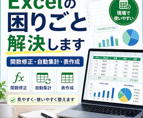 Excelの関数修正・自動集計・表作成等をします 現場で使いやすいExcel表づくりをサポートします イメージ1