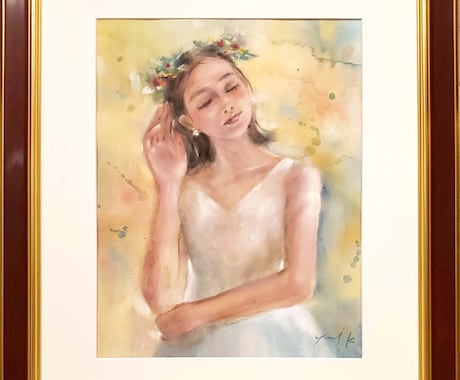 水彩/パステルで優しい色彩の絵画作品を制作します サイズ:F6/額付/挿絵/表紙絵/お部屋に飾る絵/贈答用 イメージ2