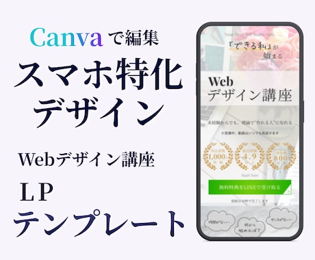 スマホ特化CanvaLPテンプレートを販売します スマホ対応LP！Canvaで簡単に編集できます ！ イメージ1