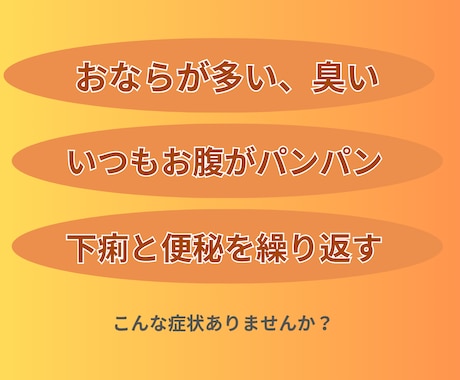 ガス溜まり、多すぎるおならを減らすサポートをします SIBOの方へガスを減らす食事のアドバイスをします イメージ2