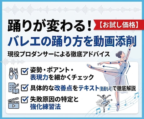 先着2名限定価格！バレエの踊り方・動画添削します イメージ1