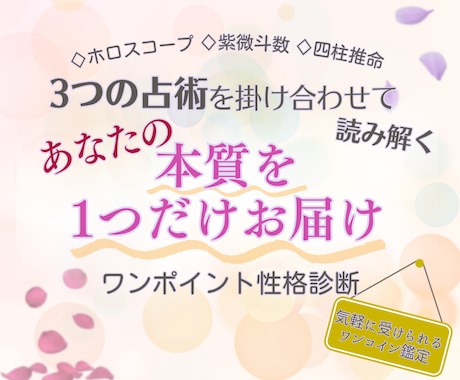 3占術であなたの"核心的才能"を1つだけ抽出します 西洋占星術×紫微斗数×四柱推命の3占術が重なる真実を知ろう イメージ1