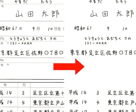 手書き文字抽出いたします 大部数印刷で自分の筆致を使いたい時に便利！履歴書もできます イメージ1