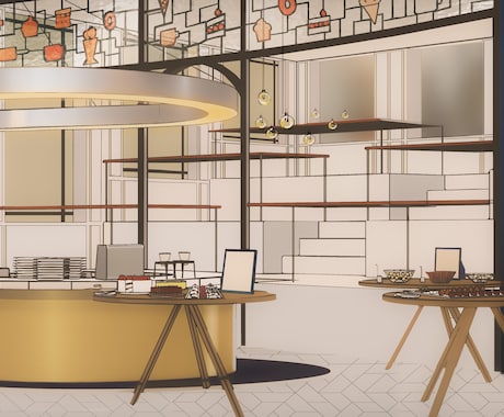 空間の雰囲気が伝わるパースを手描きベースで作ります 店舗など開業/提案で空間コンセプトをビジュアルで伝えたい方へ イメージ1