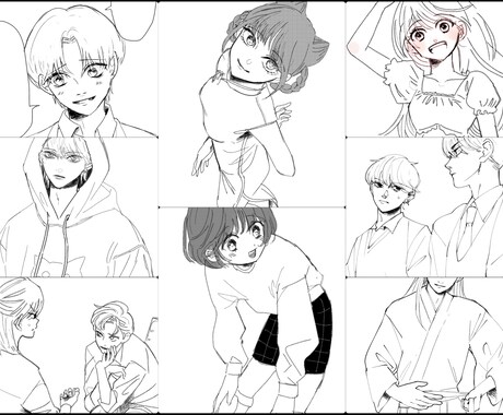 画風幅広く対応！落書きテイストで描きます 【2名まで基本料金込み】創作・小説の挿絵のワンポイントも☺︎ イメージ1