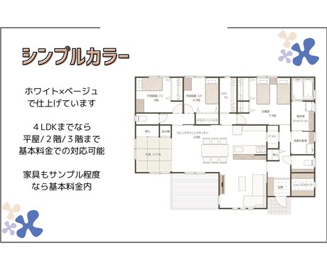 間取り図★☆広告用や販売、申請用も作成します ４LDKなら平屋/２階/３階でも基本料金！ イメージ2