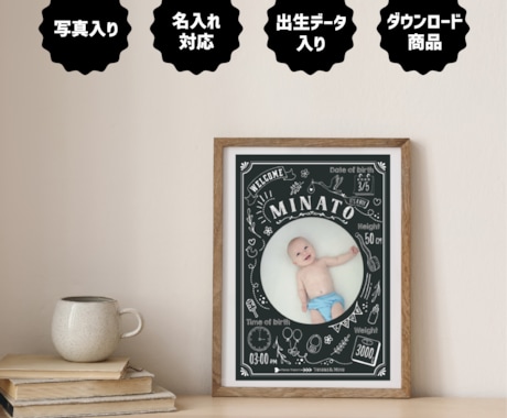 写真入り命名書ポスター作ります 出生データ入り新生児メモリアルポスター Chalk イメージ2