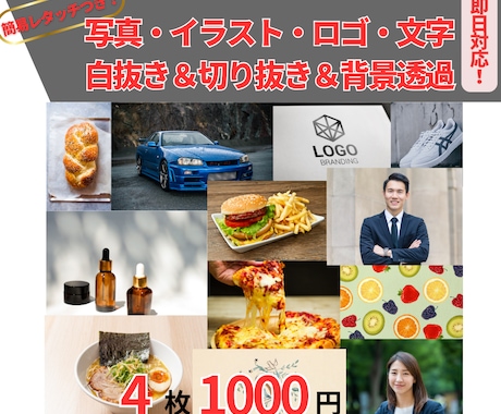 画像の白背景・切り抜き(透明)を仕上げます 売れる商品画像へ！最短当日納品｜4枚1,000円 イメージ1