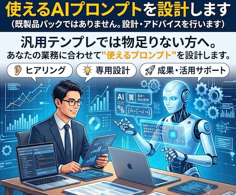 あなたの業務専用｜使えるAIプロンプトを設計します 汎用テンプレよりあなたの業務に合わせて使えるプロンプトを設計 イメージ1