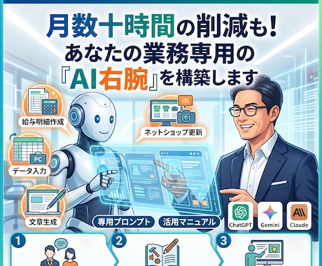 経営者様専用！AIで業務改善のお手伝いします AIで手元の事務作業を自動で正確にこなしませんか？ イメージ1