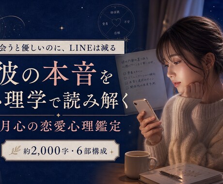 彼の本音、心理学で読み解きます "分からない"を"分かる"に。約2000字の鑑定書 イメージ1