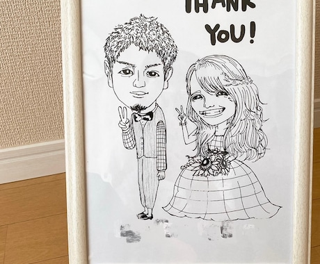 ウェルカムスペースを邪魔しない似顔絵描きます 配置しやすいシンプルなデザインで時短希望の新郎新婦さんへ イメージ2