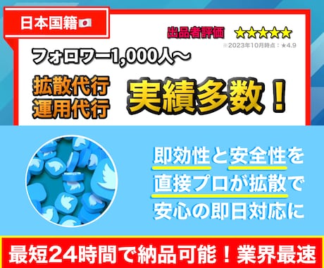 日本人フォロワー「1000人～」増やします 即効性のあるサービス！直接プロが拡散します！ イメージ1