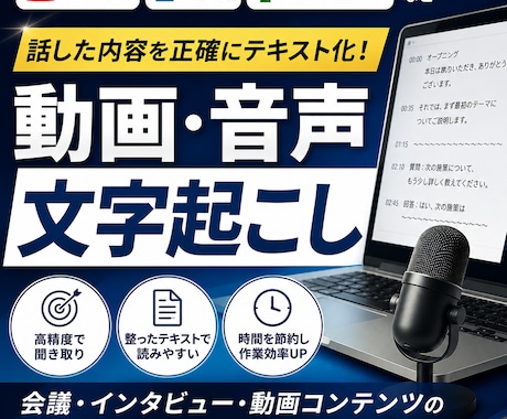 動画・音声を正確に文字起こしします 大切な音声データを正確にテキスト化します イメージ1