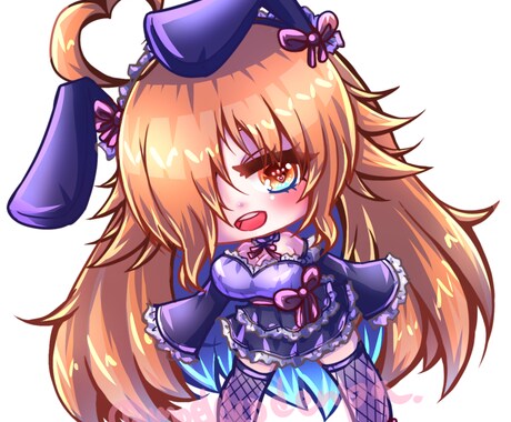 可愛いディフォルメイラスト描きます 髪がつやつやのデフォルメ（全身）イラストを描きます イメージ2