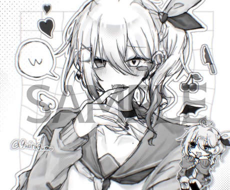 最短1日！病みかわなモノクロアイコン描きます 1〜3日のスピード納品／ワンカラー対応可／ラフまで修正無制限 イメージ1