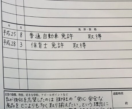 履歴書を代筆します 就職活動や転職活動のお手伝いがしたい イメージ1