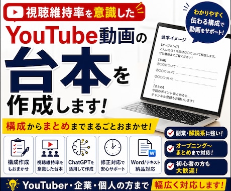 YouTube動画の台本を作成します 解説系・副業系動画の台本を執筆 イメージ1