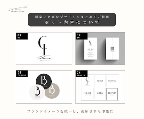開業セット｜ロゴ・名刺・アイコン＋選べて作ります 4点セット｜単品より19,000円お得に開業準備まるごと イメージ2