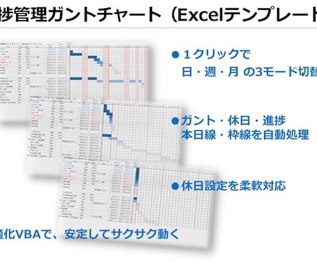 Excelガントチャートのテンプレートを提供します 3年300タスクでもサクサク動く業務用VBAガントチャート イメージ1