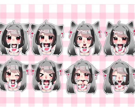 2頭身デフォルメ表情差分8種セットをお描きします もちもちかわいいちびキャラを安く沢山制作します イメージ2