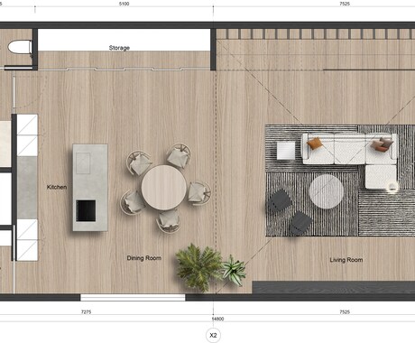プレゼン用の住宅のイメージ図面作成します PDFの平面図から、プレゼン用のイメージ図面を作成します。 イメージ1