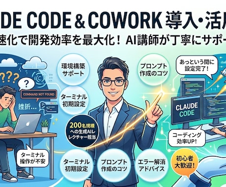 Claude Code導入支援します Claude CodeやCoworkの導入・活用をプロが支援 イメージ1