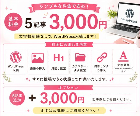 Wordpressの記事入稿・読みやすく装飾します 面倒な入稿作業を丸ごとお任せ！画像挿入・装飾・見出しまで対応 イメージ2
