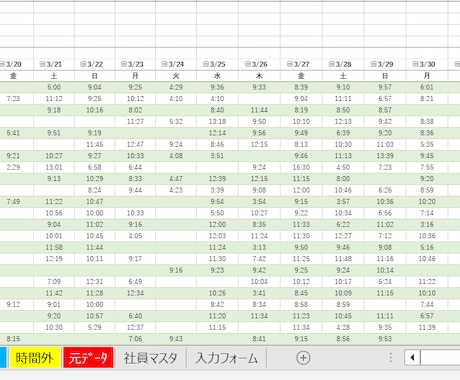 5つの労働時間関係の表をいっぺんに自動作成します 初出品の5枠限定価格。10000円を半額の5000円で！ イメージ2