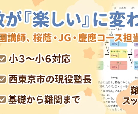 中学受験算数の指導します 元希学園講師による楽しい＆本格的指導 イメージ1