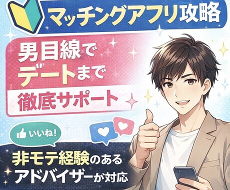 非モテでも勝てるマチアプ戦略を男目線で教えます 初恋人がマチアプ　経験ベースで徹底サポートします イメージ1
