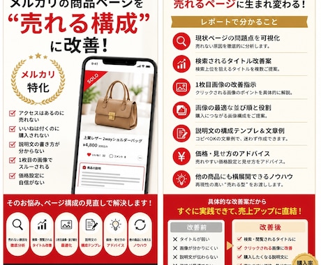 メルカリ商品ページを“売れる構成”に改善します アクセスはあるのに売れない原因★それは『ページ構成』です！ イメージ1
