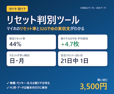 沖ドキのリセット判別・朝イチ分析ツールを提供します イメージ1