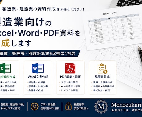 製造業向けExcel・Word・PDFを作成します イメージ1