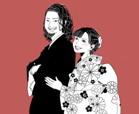 お写真から繊細なイラストをお作りします 白黒+ワンポイントカラーでカッコ可愛いシンプルイラスト♡ イメージ1