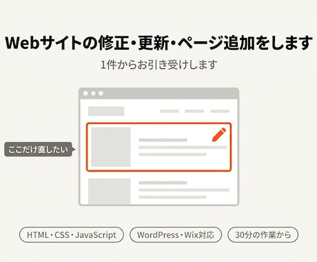Webサイトの修正・更新・ページ追加をします HTML・CSS・JSの修正。表示崩れやスマホ対応も イメージ1