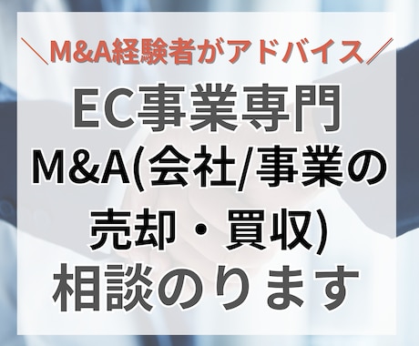 EC事業のM&A(売却/買収)の相談にのります ECで数億円規模のM&A経験者が丁寧にアドバイス イメージ1