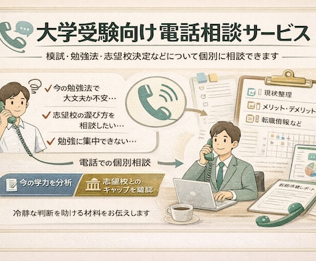 大学受験の志望校合格に向けたアドバイスをします 最短で志望校合格するための学習戦略面でのアドバイスをします。 イメージ1